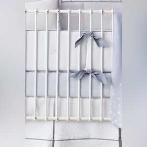 Restoration Hardware Diamond Matlesse Crib Skirt in French Blue